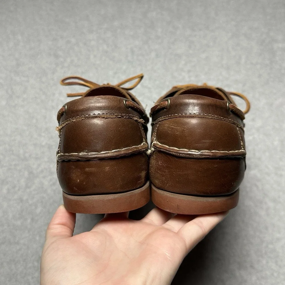 ALLEN EDMONDS MENS BOAT SHOES FORCE‎ 10 BROWN LEATHER UPPER DECK SOLE Size 11